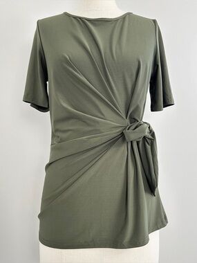 Women's DKR & Co Green Short Sleeve Tie-Front Top Size S New
